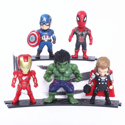 5pcs/set Marvel Avengers  Thanos Ironman Spiderman Captain American Hulk Figure Model Toys  Children's favorite gifts
