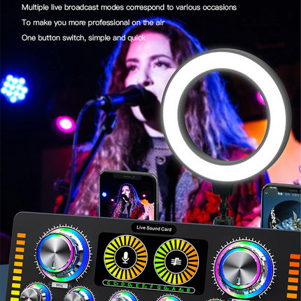 Live Sound Card Studio Record Soundcard Bluetooth Microphone Mixer Voice Changer Live Streaming Sound Mixer Podcast Karaoke Home