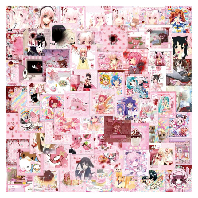 80Pcs Cute Cutecore Stickers Decals For Laptop Scrapbook Luggage Guitar Helmet DIY Graffiti Aesthetic Stickers