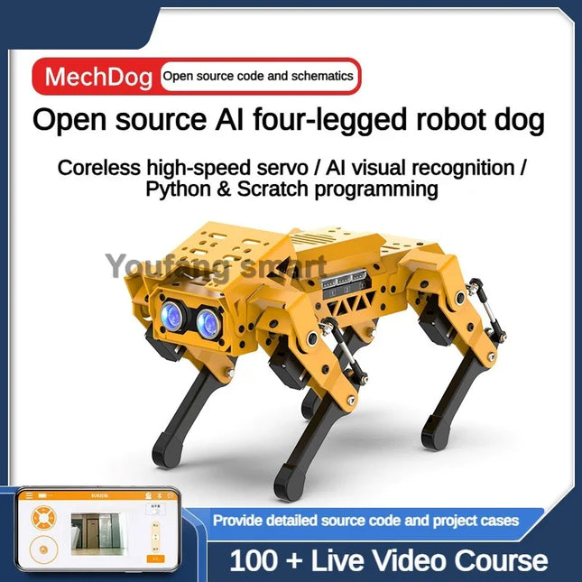 ESP32 Quadruped Visual Bionic Metal Robot Dog For Arduino Robot Kit for Python AI Project for Graphical Programmable Robot Dog