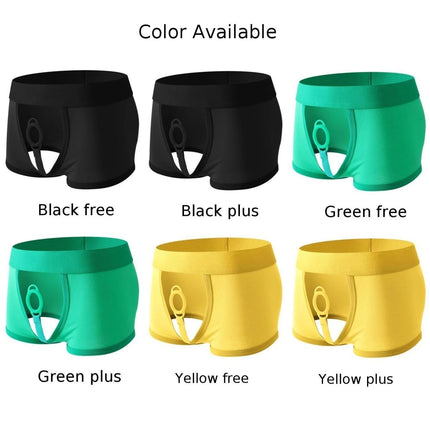 Front O-ring Underwear Mens Sexy Cotton Underpants Low Waist Underwear Briefs Exposed Cock Panties Ring Shorts