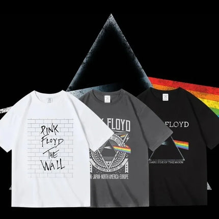 Pink Floyd The Moon Album T-shirt Tops Vintage Men Women Oversized Streetwear Y2k Cotton Clothes Hip Hop Male Female Clothing