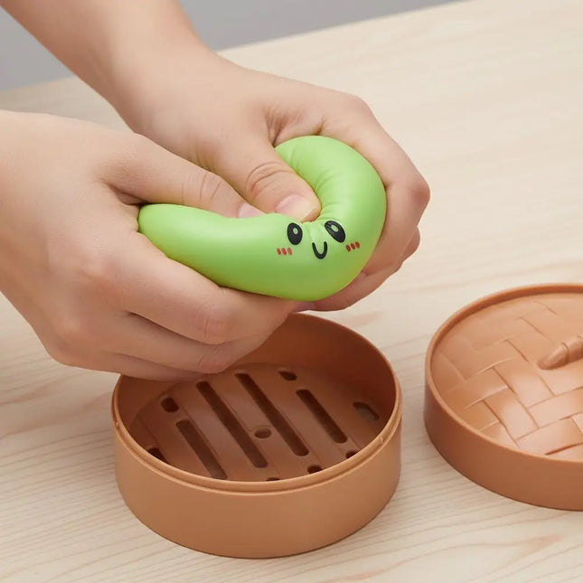 Stress Relief Squeeze Toy-Simulated Dumpling&Baozi,Reusable Low Rebound Sensory Dough Ball For Relieve Anxiety&Release Emotions