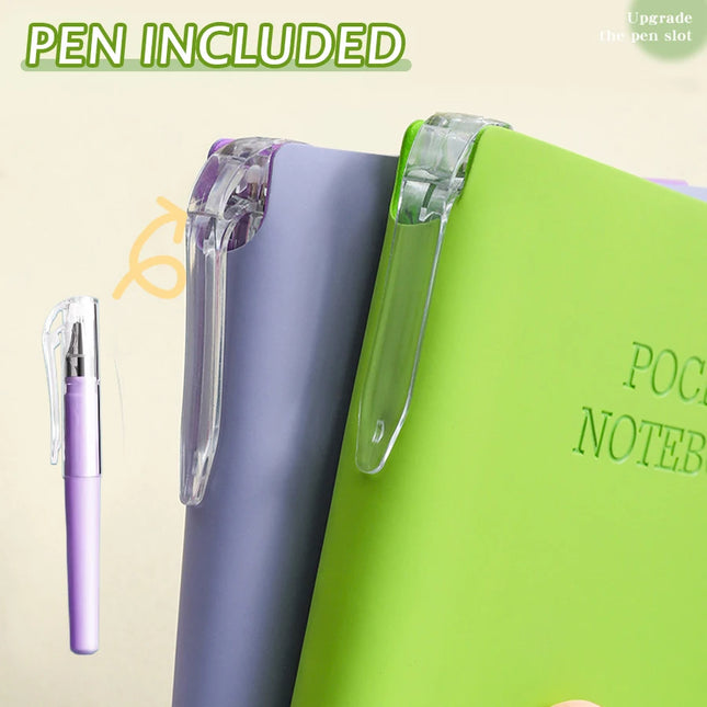 4 Pack Pocket Notebooks with Pens Memo PU Leather Cover Mini Portable Memo Pad Note Pads Journals for On-the-Go Notes