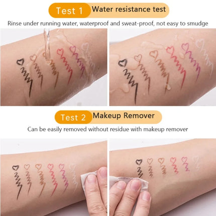 6 Colors Eyeliner Pencil Waterproof Long-lasting Red Black Brown Eyeliner Easy Wearing Quick Dry Smooth Eye Liner Gel Eye Makeup