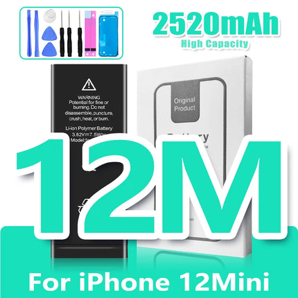 0 Cycle High Capacity Battery For iPhone 11 11Pro 12Pro 12 13 14 13Pro 14Pro Max Mini Phone Bateria + Free Tool Kit