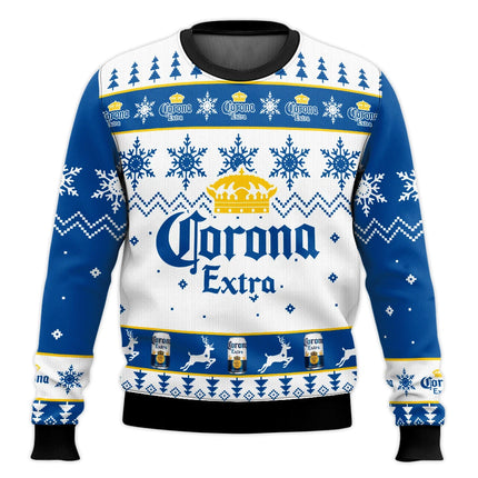 Corona beer ugly sweater Corona Christmas happy beer drinking Christmas gift men and women plus size fashionable sweater