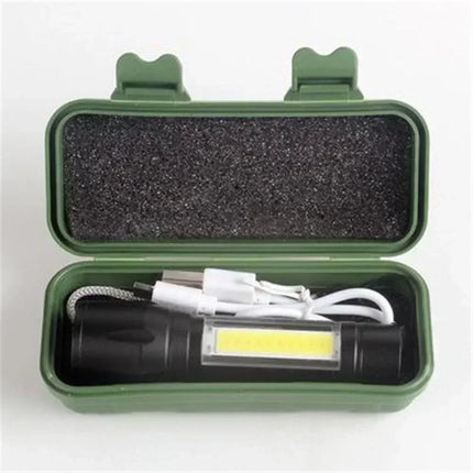 Mini LED Flashlight COB+XPE Portable Torch USB Charging Camping Lantern Zoomable Focus Light Tactical Flashlight with Pen Clip