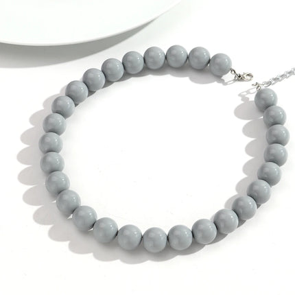 Boho Colorful Acrylic Big Ball Bead Chain Necklace Trendy Handmade Round Choker Necklaces for Women Man Statement Jewelry Gift