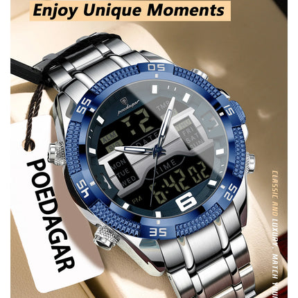 POEDAGAR Luxury Man Digital Watch Alarm Luminous LED Week Date Sports Quartz Men Watch Fashion Military Electronic Men's Watches