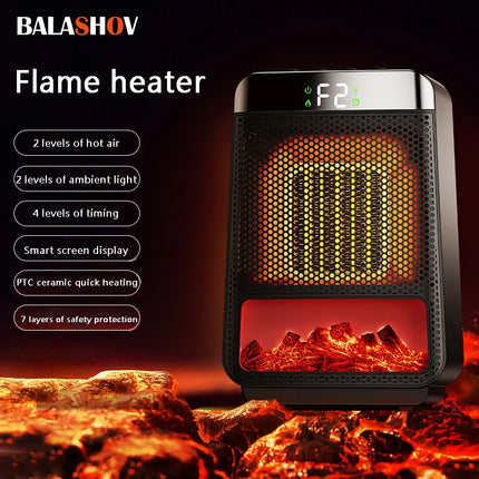 1500W Flame Portable Heaters for Home with Variable Thermostat, Electric Heater Desktop 3D Dynamic Light Low Noise Room Heater