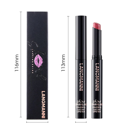 LANGMANNI 10 colors slant mouth pearlescent swivel slant mouth design lipstick single pack lipstick lasting color lip gloss