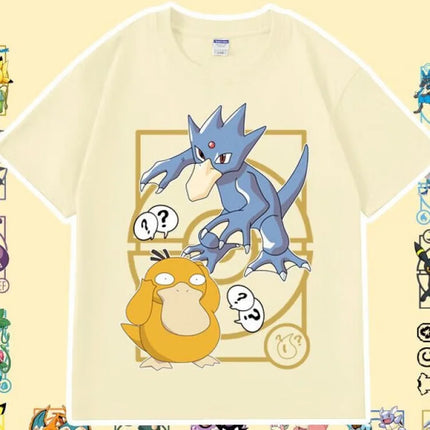 Pokémon Anime Mew Printing Oversized Cotton T-shirt Men and Women Comfortable Fashion Y2K Children's Clothing Summer T-shirt