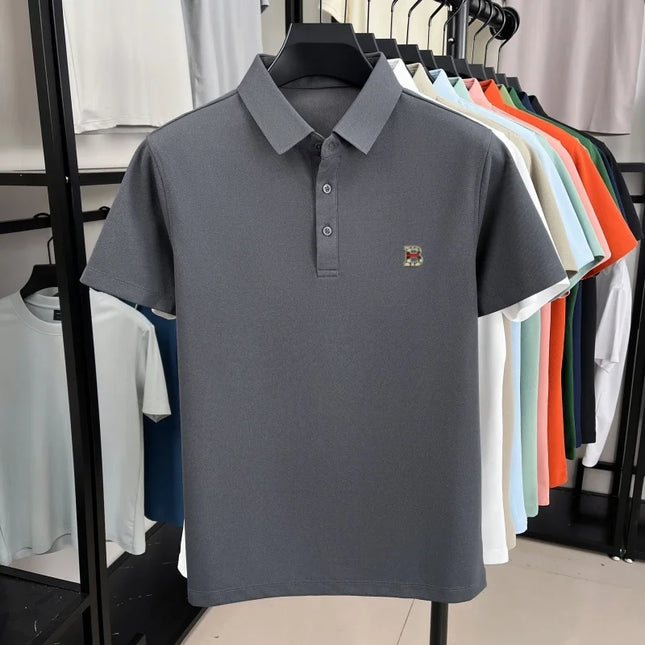 Luxury brand short sleeve men's polo shirt summer new breathable fashion letter embossed T-shirt high-end business casual top
