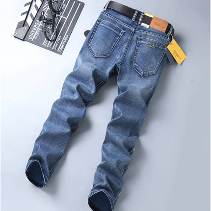 SULEE Brand 2025 New Four Seasons Men's Slim Elastic Pants Fashion Business Denim  for  Stretch Men Jeans Vaqueros Hombre