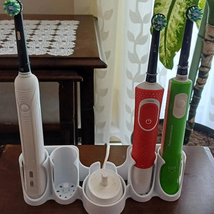 Electric Toothbrush Holder Compatible with Oral-B with Charger Storage Middle Slot for Organizing And Storing Toothbrushes