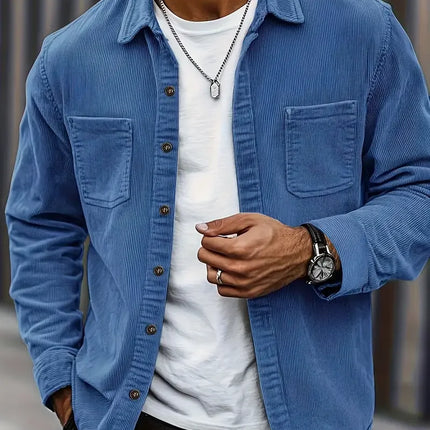 The New Spring and Autumn 2025 Corduroy Shirt, a Casual Men's Lapel and Trendy Loose Jacket