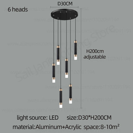 Interior Lighting Nordic Chandelier Home Decoration Living Room Pendant Modern Lustre Hall Lighting LED Staircase Long Pendant