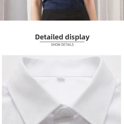 White Women's Shirt Short Sleeve Spring Summer New Work Uniform Formal Long Sleeve Black Blue Professional Clothing Female Blouse