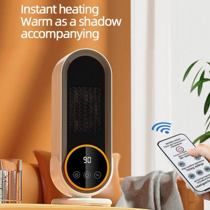 1200W Portable Mini Heater PTC Fast Heating Desktop Fan 2 Settings Timer Remote For Indoor Space Use