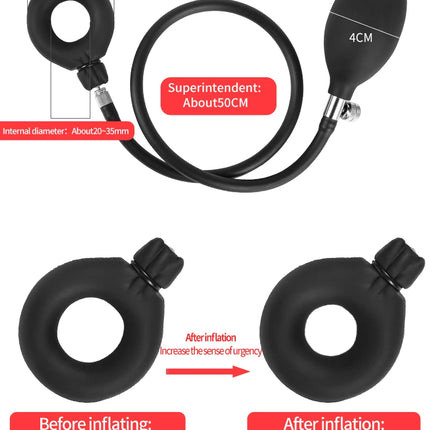 New Inflatable Penis Ring Delay Ejaculation Erection Cock Lock Bondage Ball Stretcher Cock Rings Adult BDSM Sex Toys For Men Gay