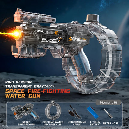 Ring-shaped Electric Water Gun Kids Cool Toy Automatic Water Squirt Gun with Colorful Lights and Sound Summer Outdoor Toy Gift