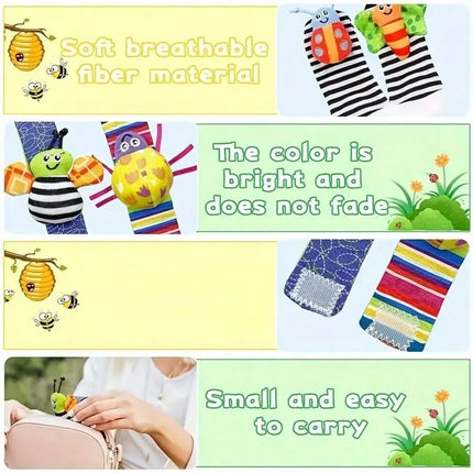 4 Pcs Baby Wrist Rattles Sock Toys Newborn Baby Sock Toys Foot Finder And Wrist Rattle Set, Infant Rattle Socks Toy, Soft