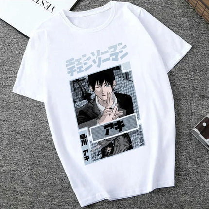 Japanese Anime Denji Tshirt Unisex Chainsaw women T Shirt Women Funny Cartoon Pochita Makima T-shirt Graphic Tees Tops Female 90