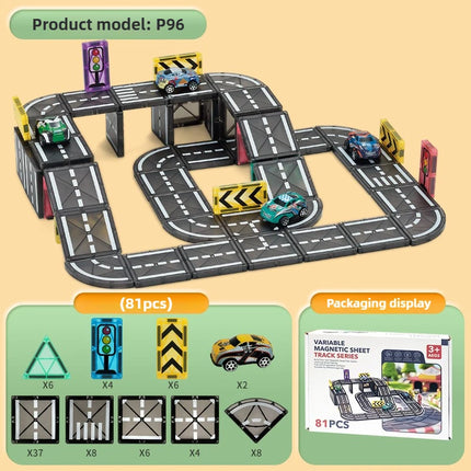 Creative Colorful Window Magnetic Sheet Children DIY City Road Car Model Track Magnetic Block Splicing Puzzle Toy Gift For Kids
