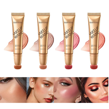Multifunctional makeup pen blush highlight contouring pen sponge head pearl gloss fine flash brightening beauty stick