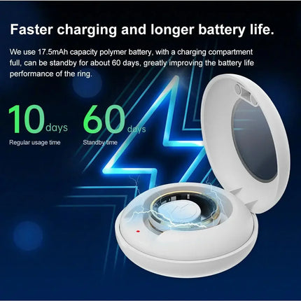 Smart Ring Heart Rate & Blood Oxygen Monitor with Photography Sleep Tracking Exercise Monitor Waterproof SR01 with Charging Case