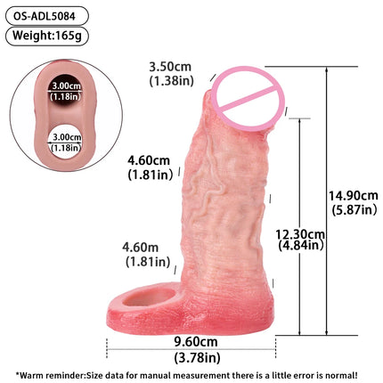 ORALSX Soft Liquid Silicone Penis Sleeve Dlosed Large Size Simulation Penis Enlargement Sleeve G spot Stimulation Couple Sex Toy