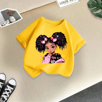Children's Clothing, Short Sleeves for Girls, 2025 Summer New Girls' T-shirts, Pure Cotton Fashionable Printed Children's Top Trend