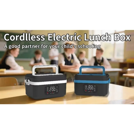 Portable Cordless Electric Lunch Box with 8000mAh Battery, 60W Fast Heating, 6 Temp Levels, 1L Capacity, USB-C, Food Warmer