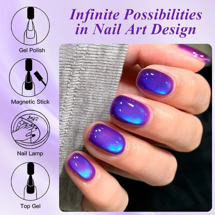 10ml Coloured Stone Magnetic Gel Nail Polish Glitter Semi Permanant Soak Off UV LED Gel Varnish For Manicure DIY Nail Supplies