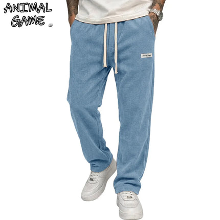 Men's Baggy Pants Casual Corduroy Trousers Drawstring Elastic Waist Straight Sweatpants Jogger Gym Man Pants Men's Work Pants