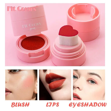 Heart Blush Stick Sponge Stamp Facial Blush Waterproof Brightening Face Contouring Shadow Blusher Tint Cheek Korean Cosmetics