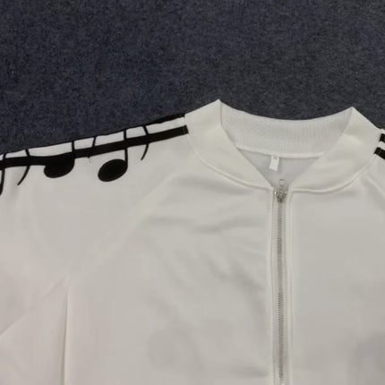 Y2K Gothic style sports cardigan, zipper hoodie, loose, casual, unisex, personalized sweater with musical note, new