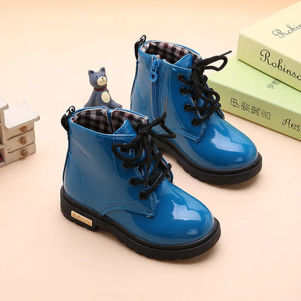Children Ankle Shoes PU Leather Waterproof Tide Kids Rubber Boots Girls Boys Fashion Boots Anti-Slippery Spring Autumn 2024