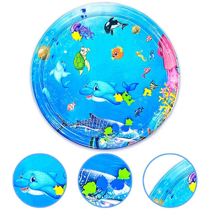 1pc 96cm/37.8inch Round Dolphin Inflatable PVC Playing Mat Baby Play Water Mat Toddler Pad Kids Early Education Activity Toy Mat