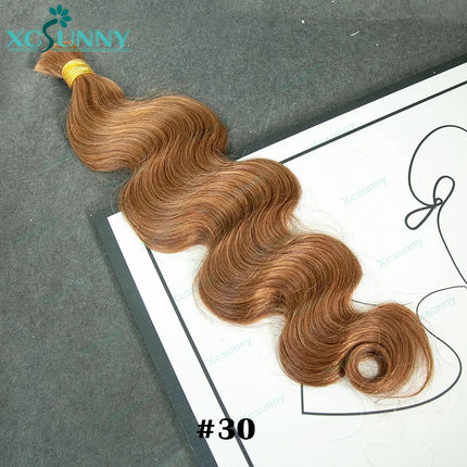 Body Wave Braiding Human Hair 27 Double Drawn Bulk Human Hair For Braiding Blonde Bundles Boho Braids Human Hair Color 30