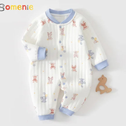 Baby Jumpsuit Clothes bodysuit Thickening Cotton  Boys Girls Cute Printed Bear Romper Infant Onesie Spring Trend 1-3-6-9-12M
