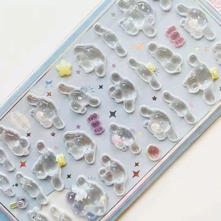 Sanrio Anime Hello Kitty Hangyodon 3D Hollow Relief Transparent Jelly Sticker Crystal Decorative Stickers DIY Accessories@