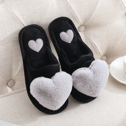Autumn/winter Warm Cotton Slippers Women's Cartoon Peach Heart Design Floor Anti-slip Home Slippers For New Mothers