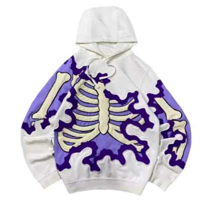 New Trendy men's Hoodie With 3D Skeleton Style Pattern design, Novel Long Sleeved Hoodie With Pockets For Daily Wear