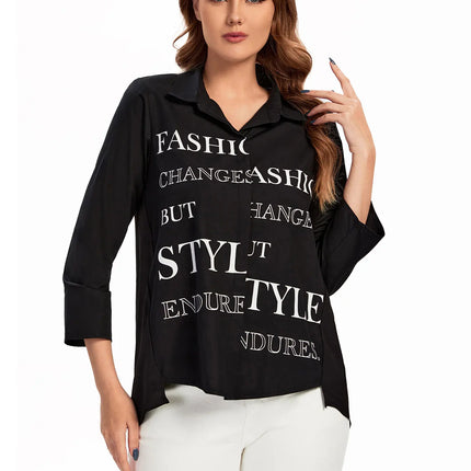 Women Plus Size Woven Spring And Summer Fashionable Shirt