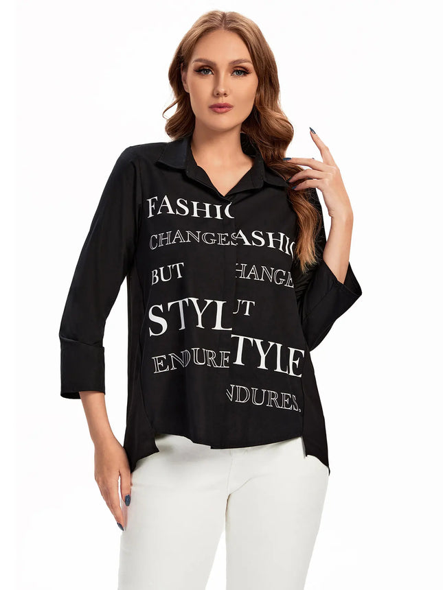 Women's Plus Size Woven Spring and Summer Fashionable Shirt