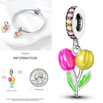 New 925 Sterling Silver Cactus Four Leaf Clover Charm Spring Green Series Bead Pendant For Original Beads Bracelet DIY Jewelry