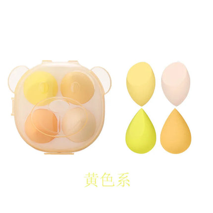 Ultra Soft Bear Beauty Blender 4pcs Set Makeup Sponge Dry Wet Use Water Activated Large Size Non-Powder Eating Puff