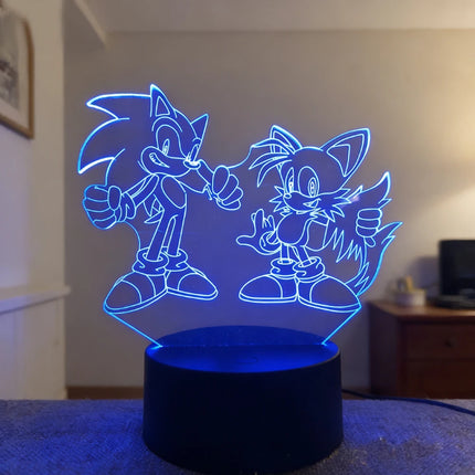 Sonices The Hedgehog Harajuku Anime Figures 3D LED Night Lights Cute Cartoon Home Bedroom Decoration Table Lamps Kids Toys Gifts